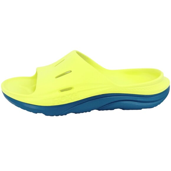 Hoka Men's One One Ora Recovery Slide Sandals Size 12 Yellow Blue Lagoon NWOB - Picture 4 of 14